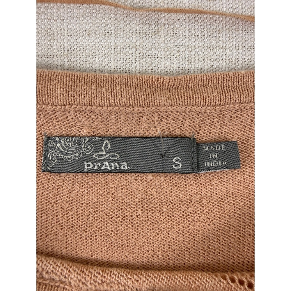prAna Sweater Womens S Pink Pointelle Open Knit Long Sleeve Relaxed Pullover - Picture 3 of 11